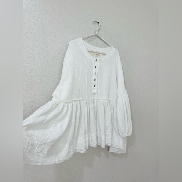 Free People Farrah Lace Pieced Swing Top Shirt Oversize Size M - Picture 6 of 12